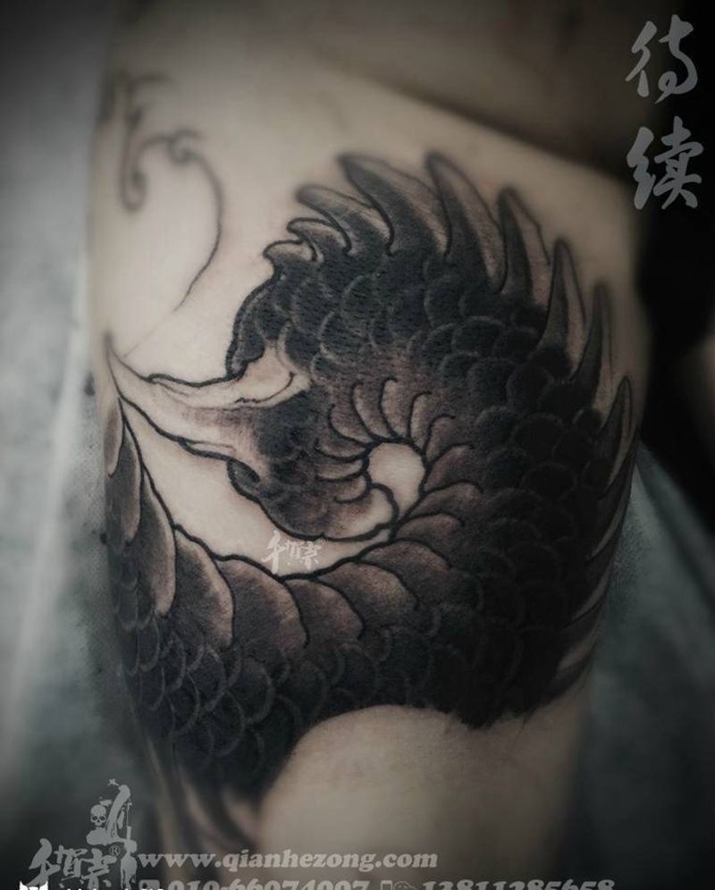 通体 局部纹身图片_腰部腿部颈部成品传统写实动物鬼神原创纹身图案