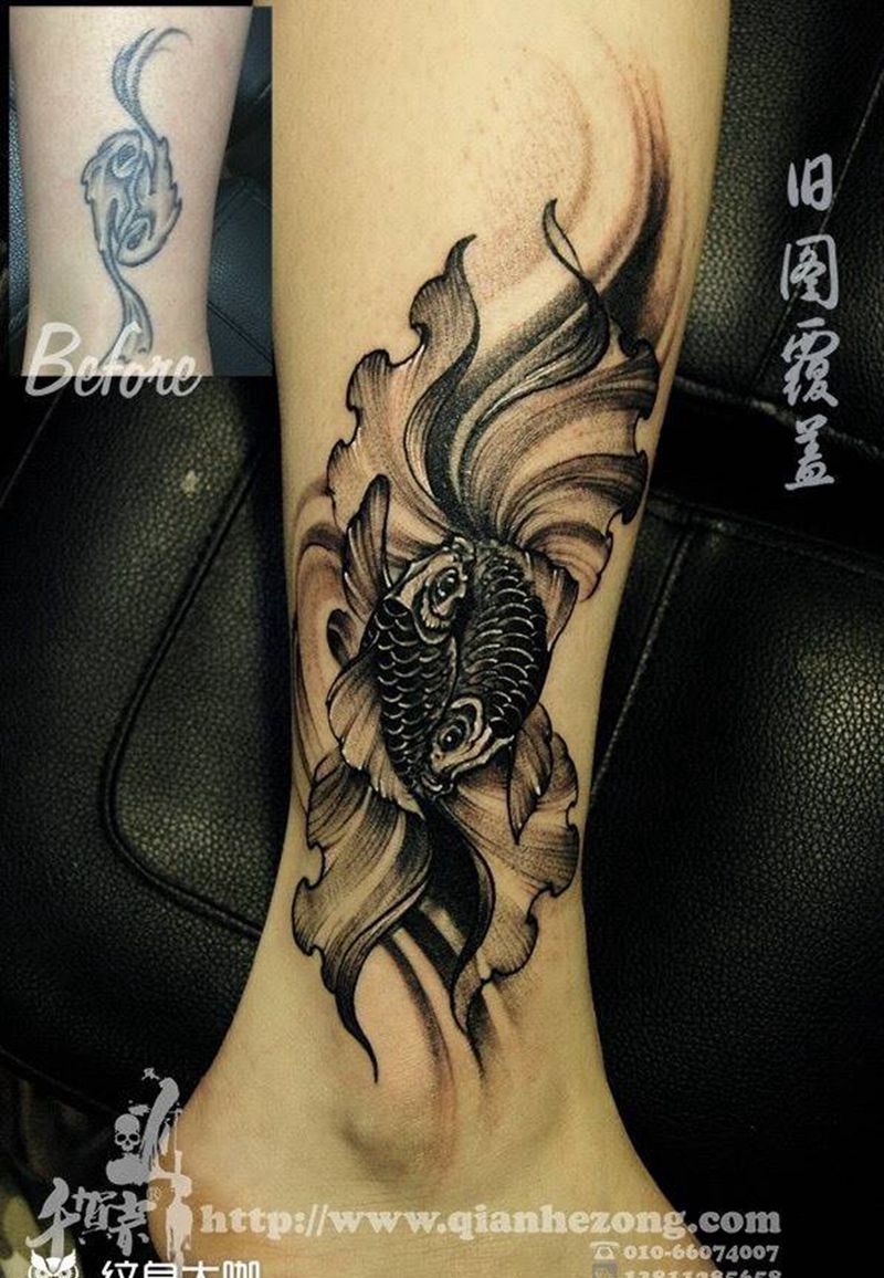 旧图覆盖纹身图片_成品脚部传统欧美习俗国画清新原创动物纹身图案