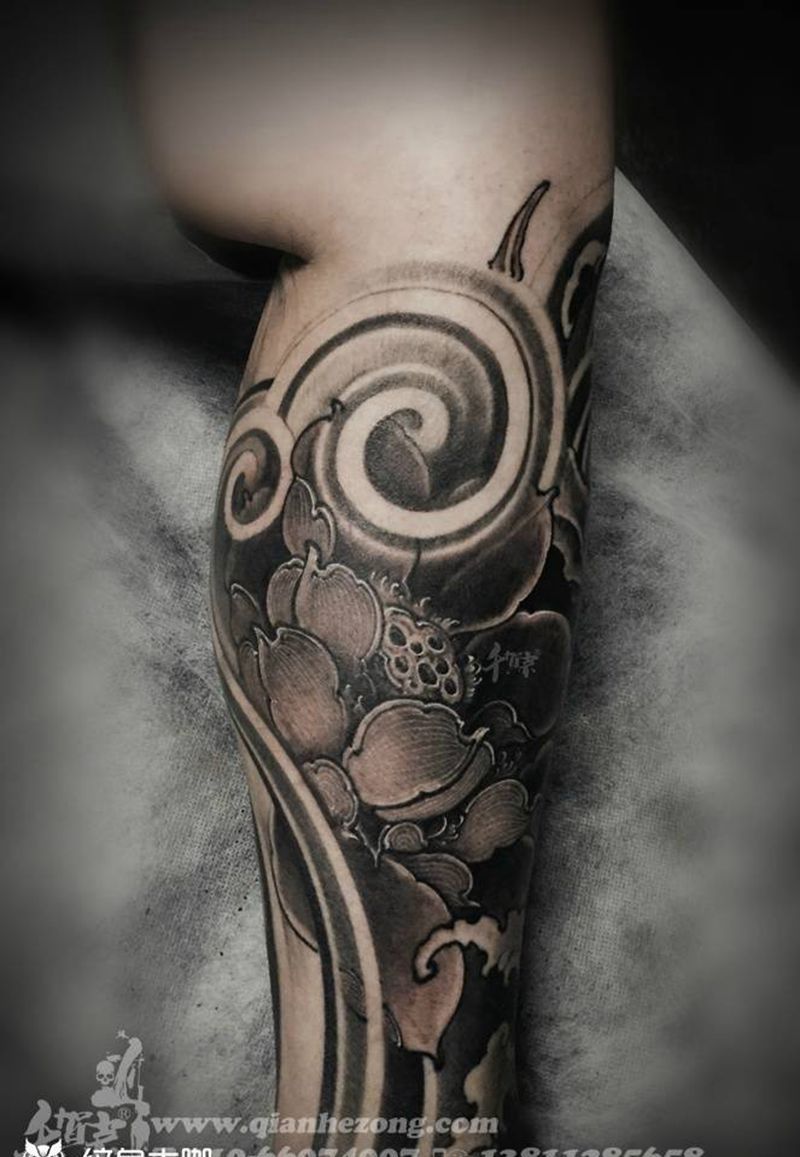 包小腿纹身图片_