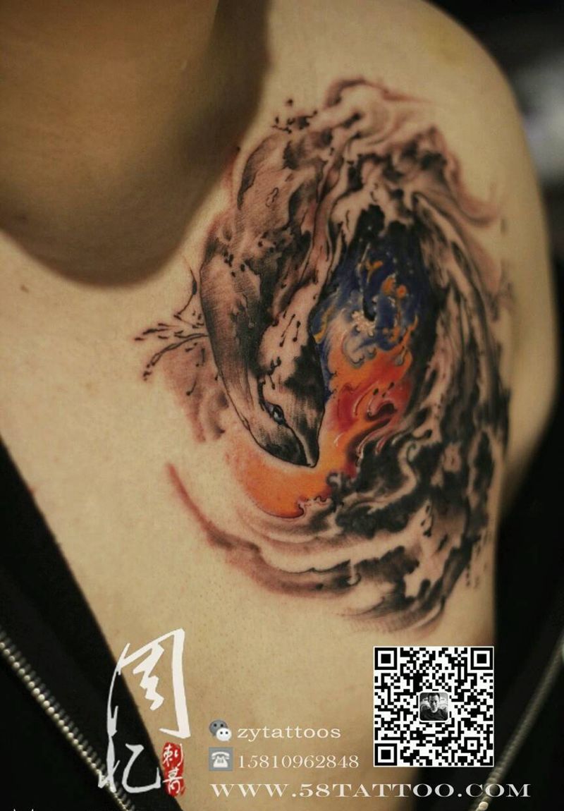 纹身遮盖纹身图片_胸部欧美动物周忆刺青纹身遮盖成品纹身图案