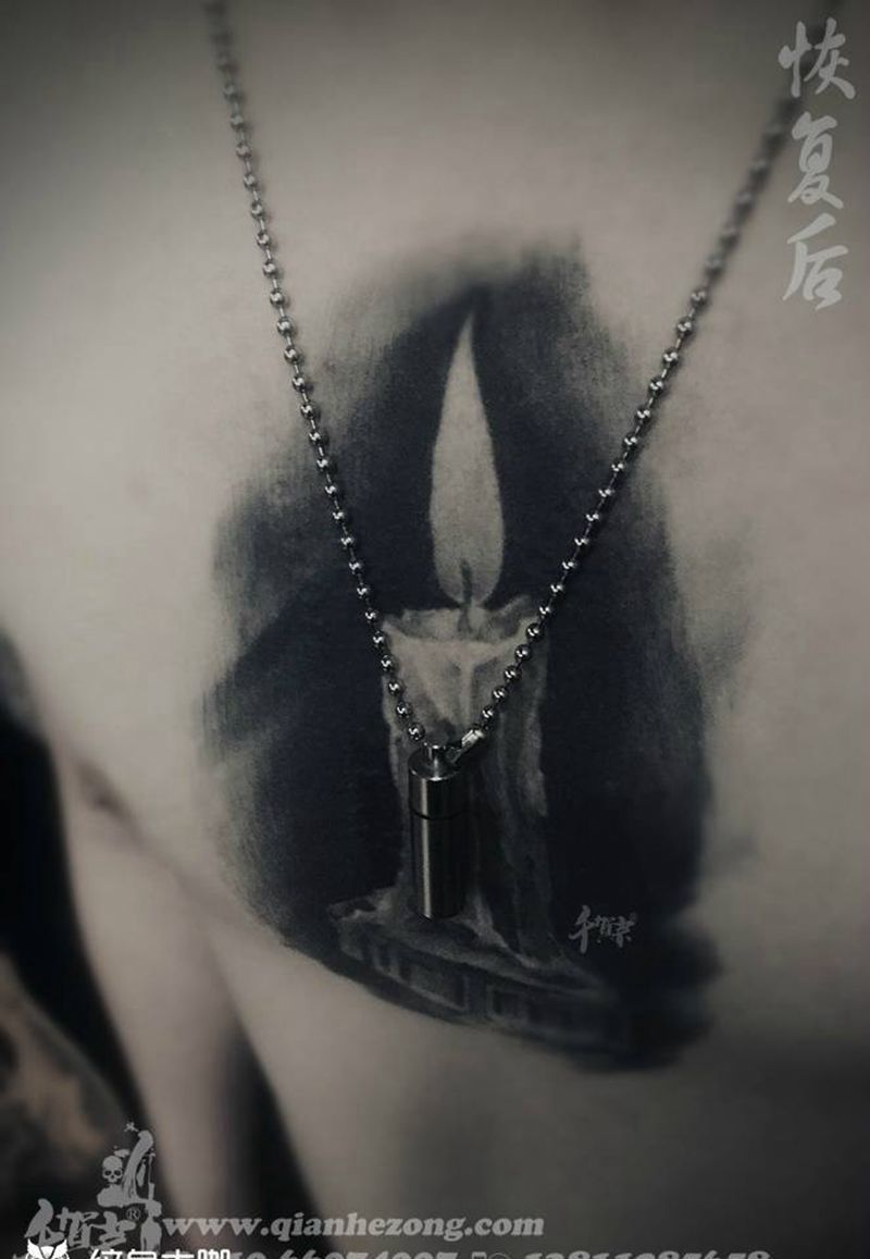 烛纹身图片_成品传统习俗写实贴纸图腾动物原创静物胸部纹身图案