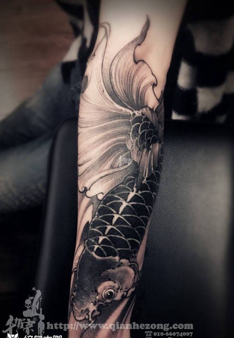 大金鱼。纹身图片_传统手稿成品插画手臂人物鬼神静物动物原创纹身图案