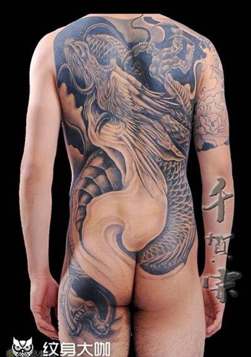 09年作品恢复后纹身图片_成品背部腿部欧美传统习俗人物鬼神动物原创纹身图案