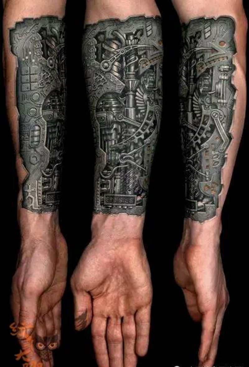 那些3D机械！纹身图片_