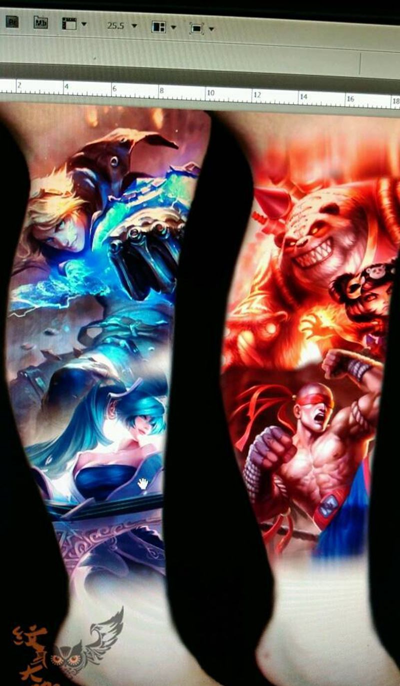 PS撸啊撸英雄纹身图片_腿部原创纹身图案