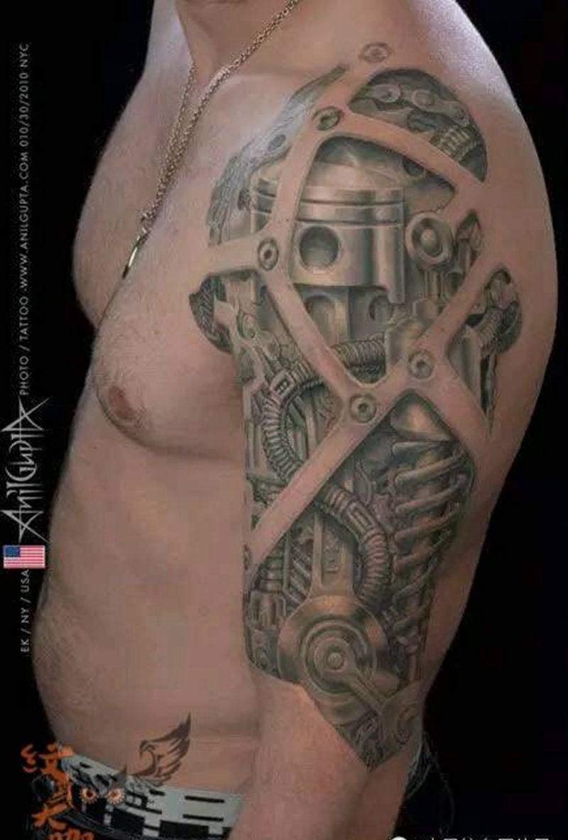 那些3D机械！纹身图片_