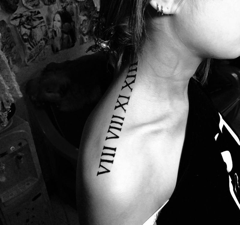 今日工作罗马数字纹身图片_