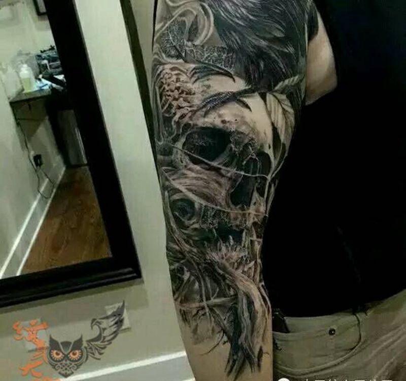 那些经典黑灰！纹身图片_手臂欧美写实鬼神纹身图案
