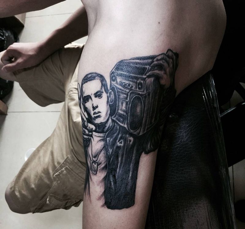 今日工作大臂肖像阿姆纹身图片_成品手臂欧美人物肖像写实纹身图案