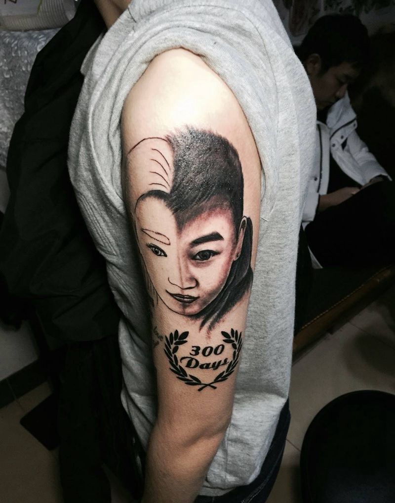 今日作品情侣肖像！纹身图片_成品手臂写实肖像人物纹身图案