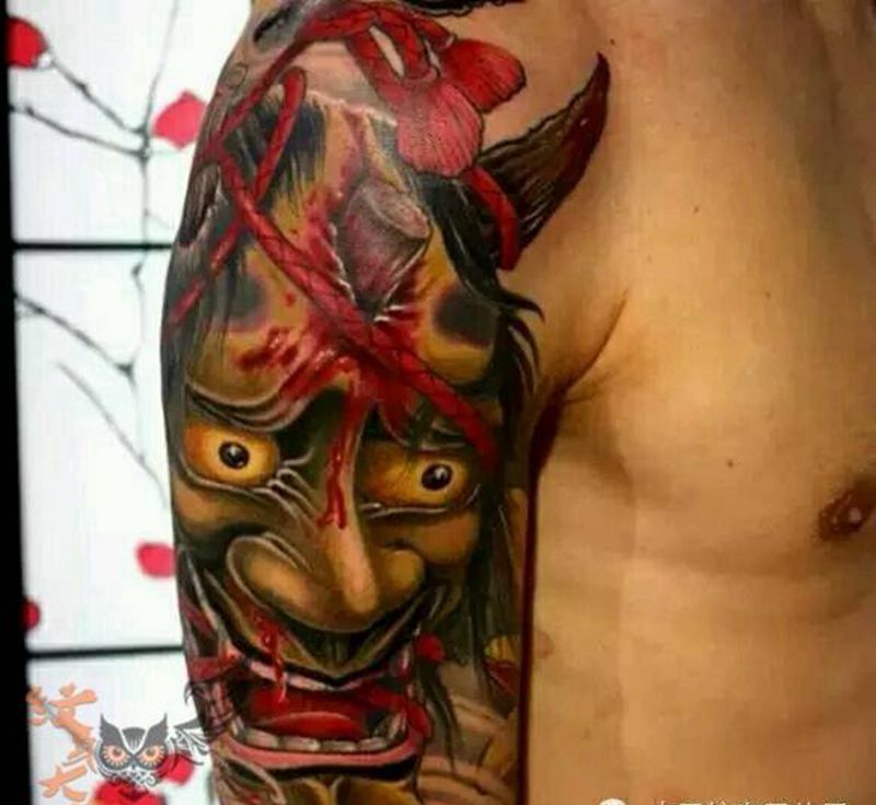 那些传统!纹身图片_手臂传统人物鬼神纹身图案