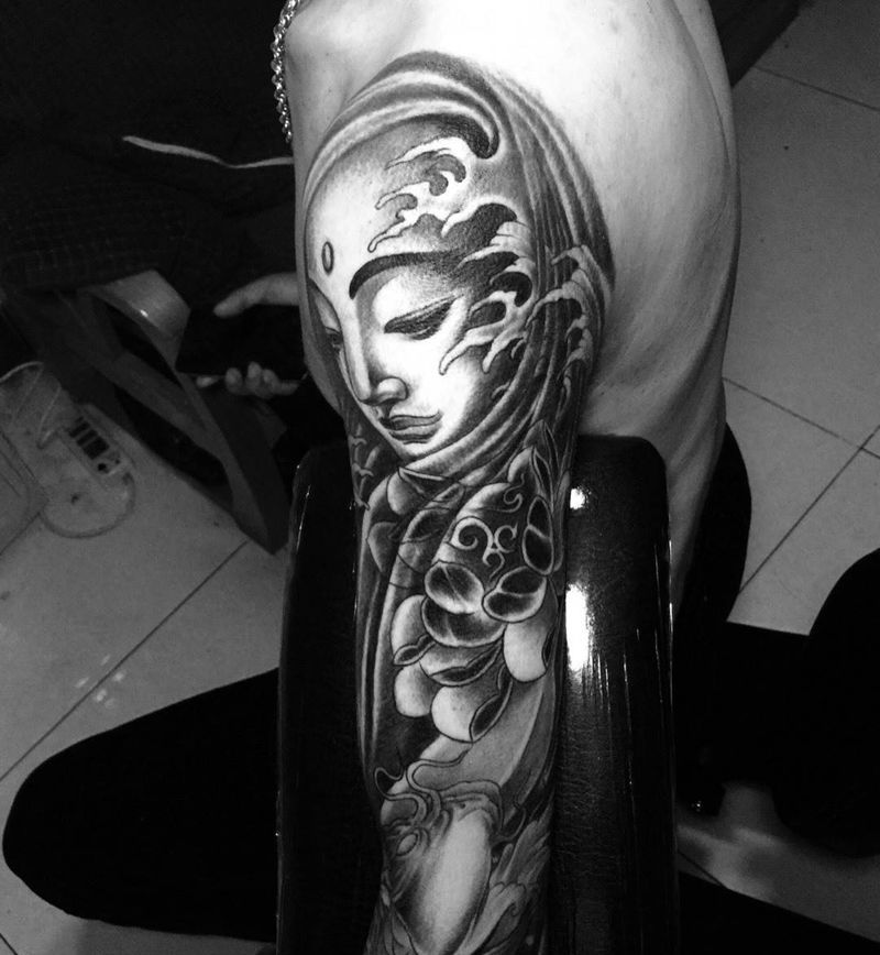 今日工作传统花臂完成纹身图片_