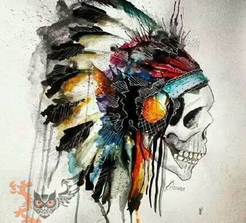 骷髅涂鸦纹身图片_欧美纹身图案