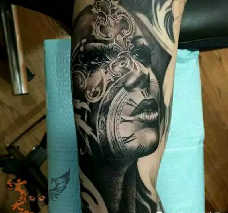 那些经典黑灰!纹身图片_手臂欧美人物纹身图案