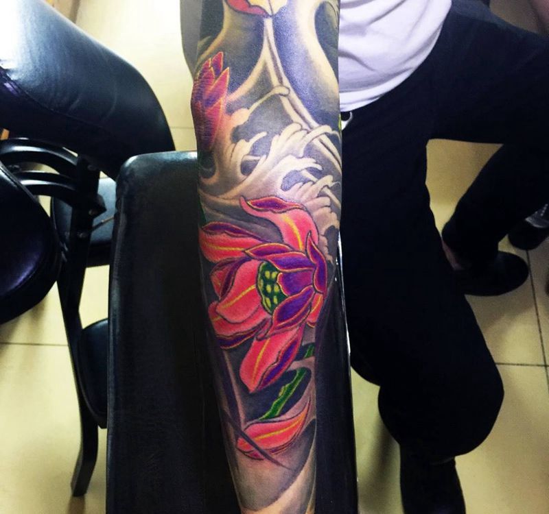 今日工作接花臂完成纹身图片_