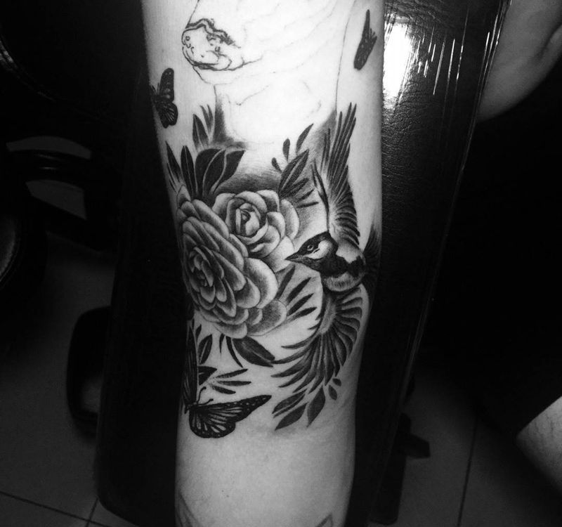 昨晚工作未完成下次继续纹身图片_欧美动物植物纹身图案