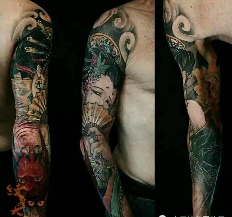 那些传统花臂!纹身图片_