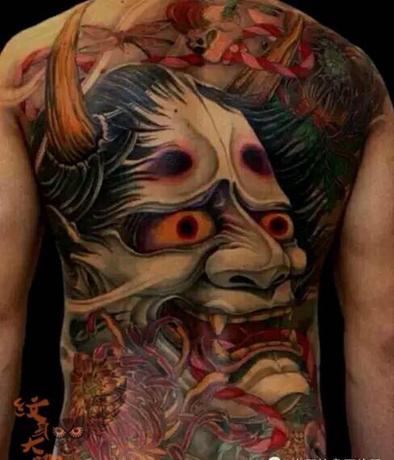 那些传统！纹身图片_背部传统人物鬼神纹身图案