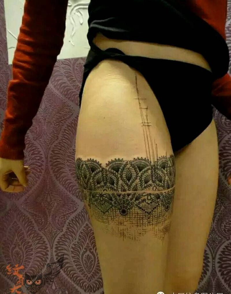 那些性感蕾丝！纹身图片_