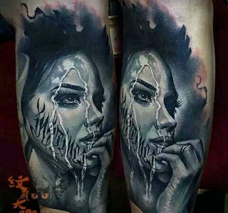 那些经典黑灰！纹身图片_手臂欧美写实人物纹身图案