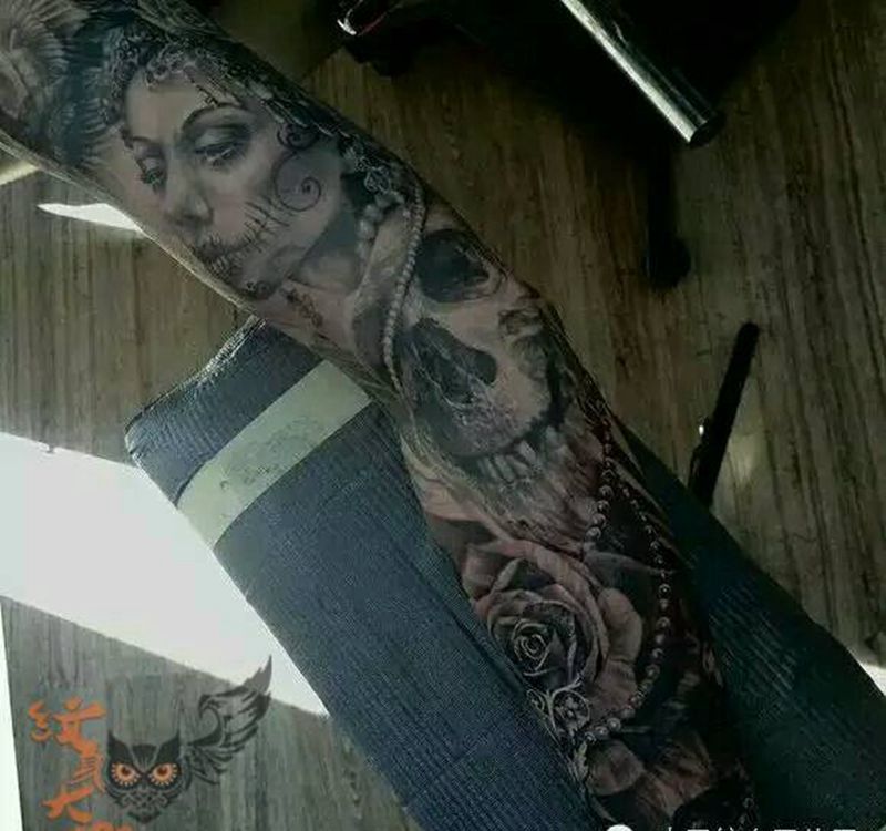 那些经典黑灰!纹身图片_手臂欧美写实人物纹身图案