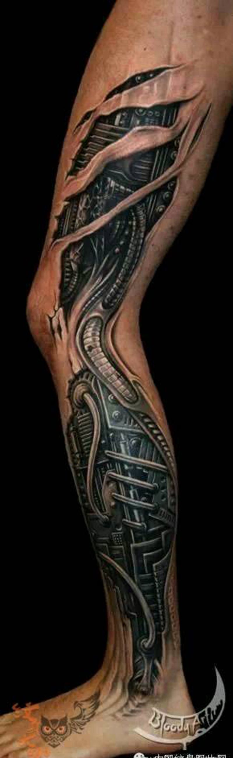 那些3D机械！纹身图片_