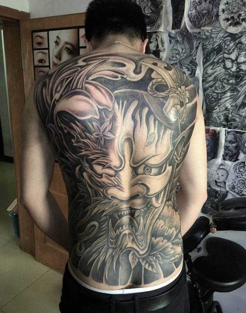 今日作品满背般若纹身图片_成品传统背部纹身图案