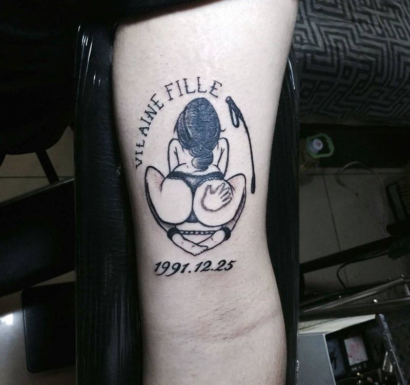 今日工作SM纹身图片_手臂欧美人物清新纹身图案