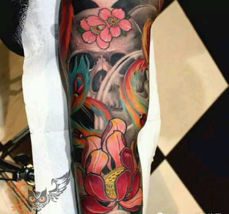 那些传统!纹身图片_传统植物鬼神纹身图案