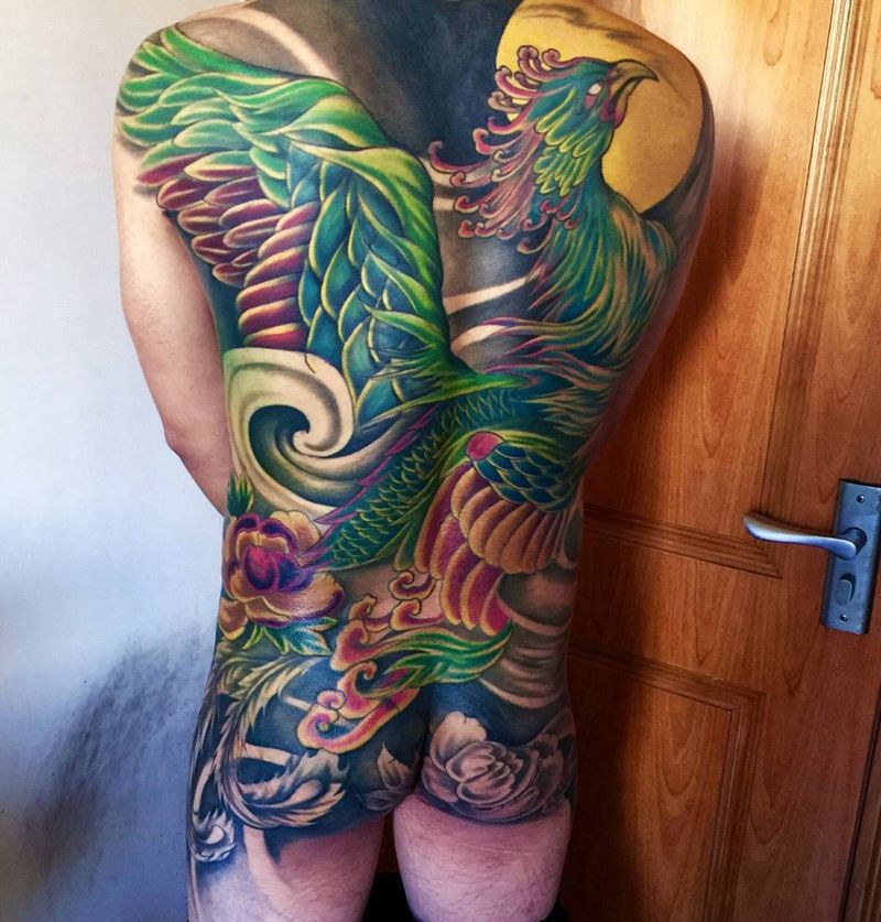 今日工作满背遮盖未完成！纹身图片_