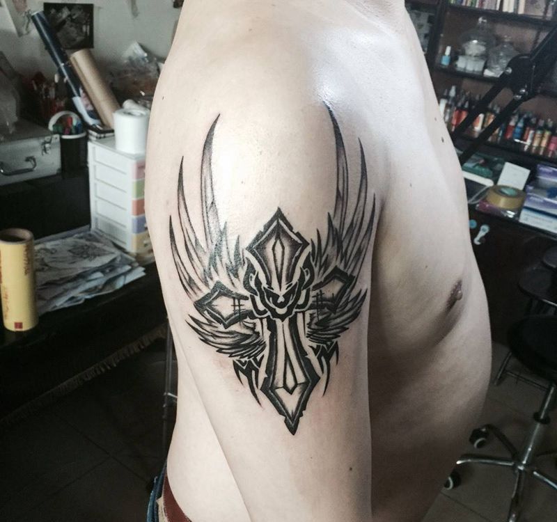 今日工作完成纹身图片_成品手臂欧美图腾纹身图案