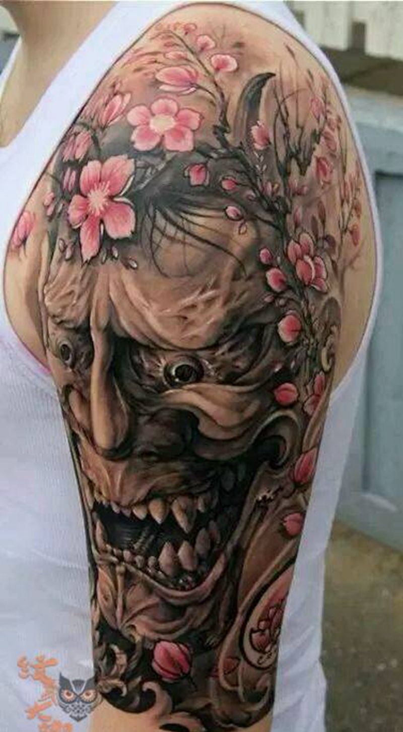 那些传统！纹身图片_手臂传统人物鬼神纹身图案