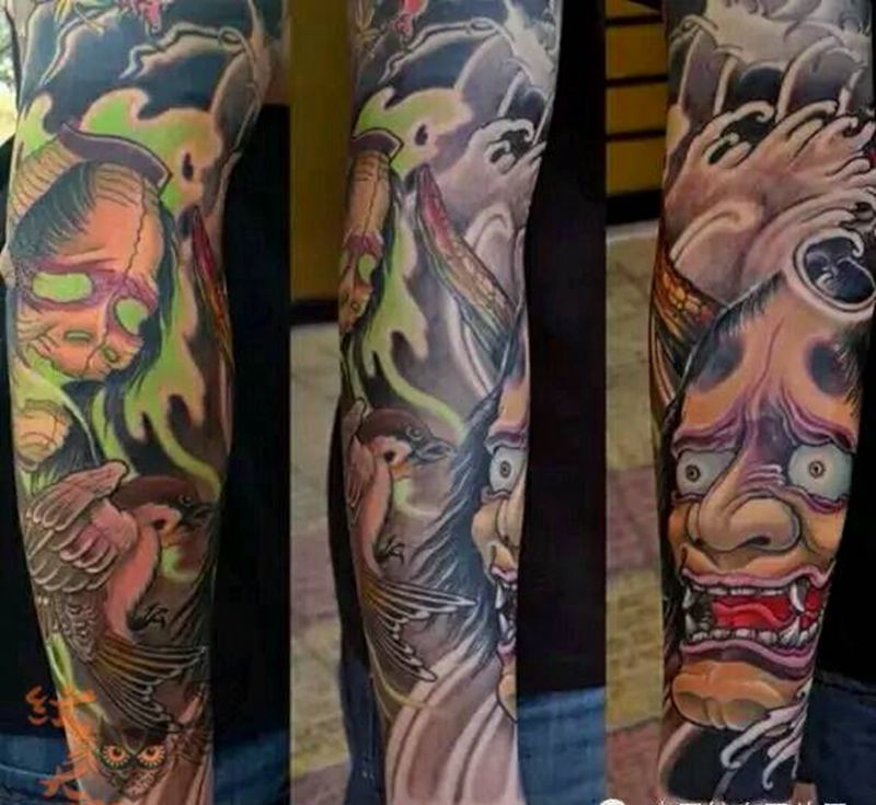 那些传统!纹身图片_手臂传统动物人物鬼神纹身图案
