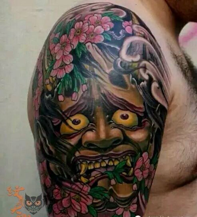 那些传统！纹身图片_手臂传统人物鬼神纹身图案