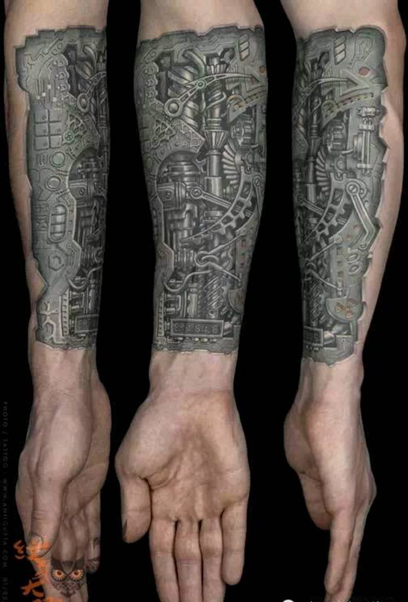 那些3D机械！纹身图片_