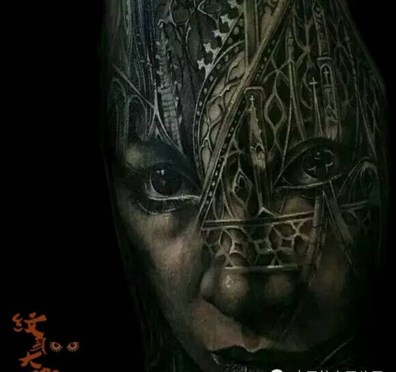 那些经典黑灰!纹身图片_欧美写实人物纹身图案