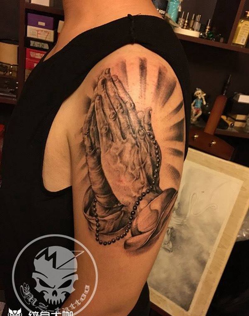 祈福之手纹身图片_