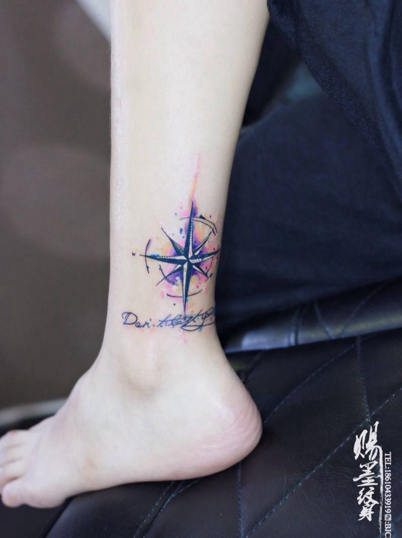 指南针纹身图片_