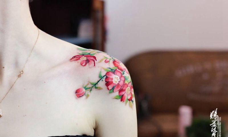 花纹身图片_水彩水墨纹身图案