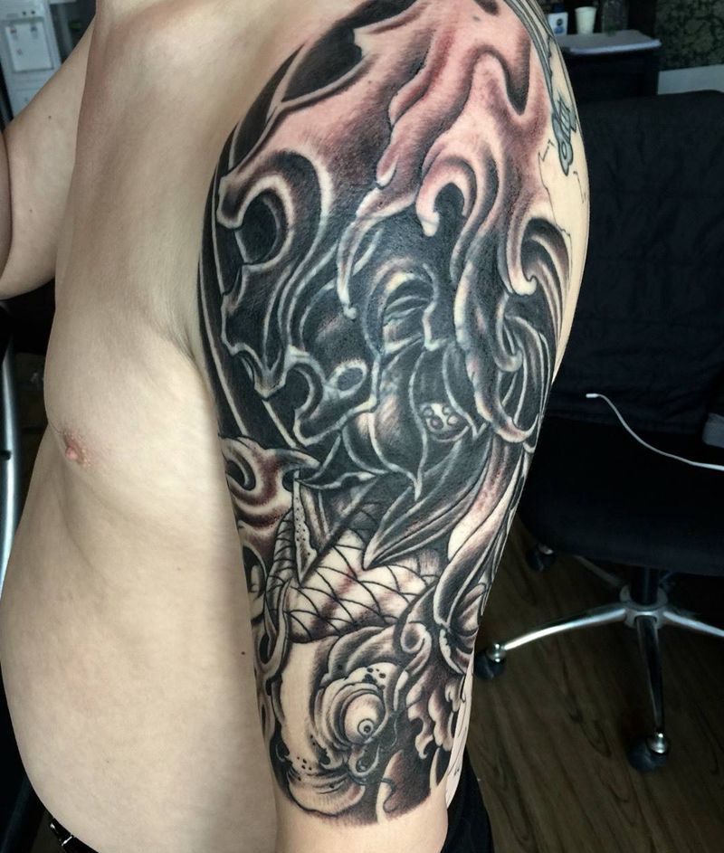 今日工作大臂遮盖未完成下次继续纹身图片_