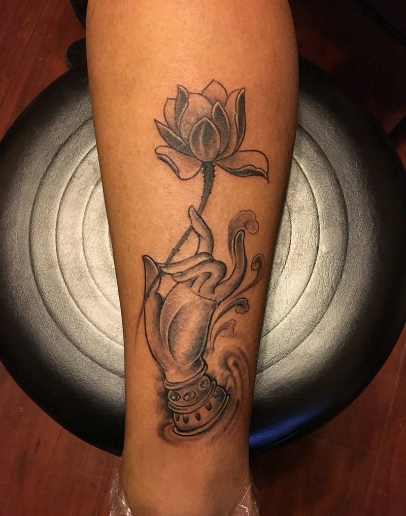 莲花佛手纹身图片_