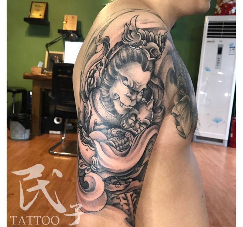 大臂悟空纹身图片_