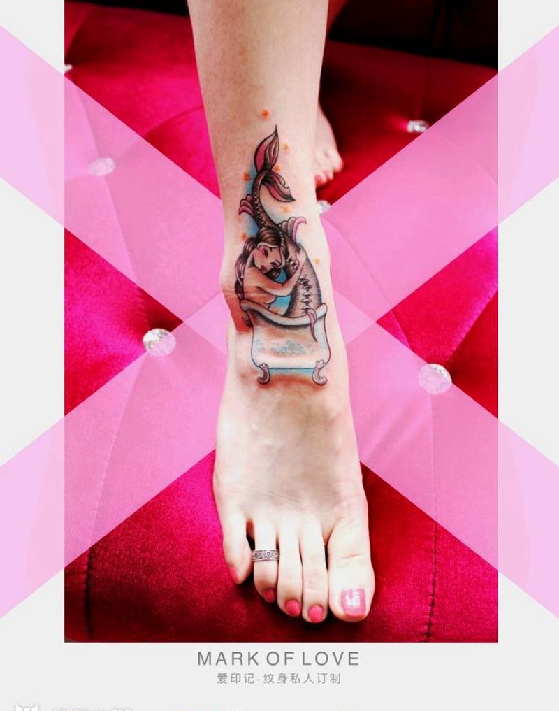 爱印记作品《人鱼》纹身图片_脚部纹身图案