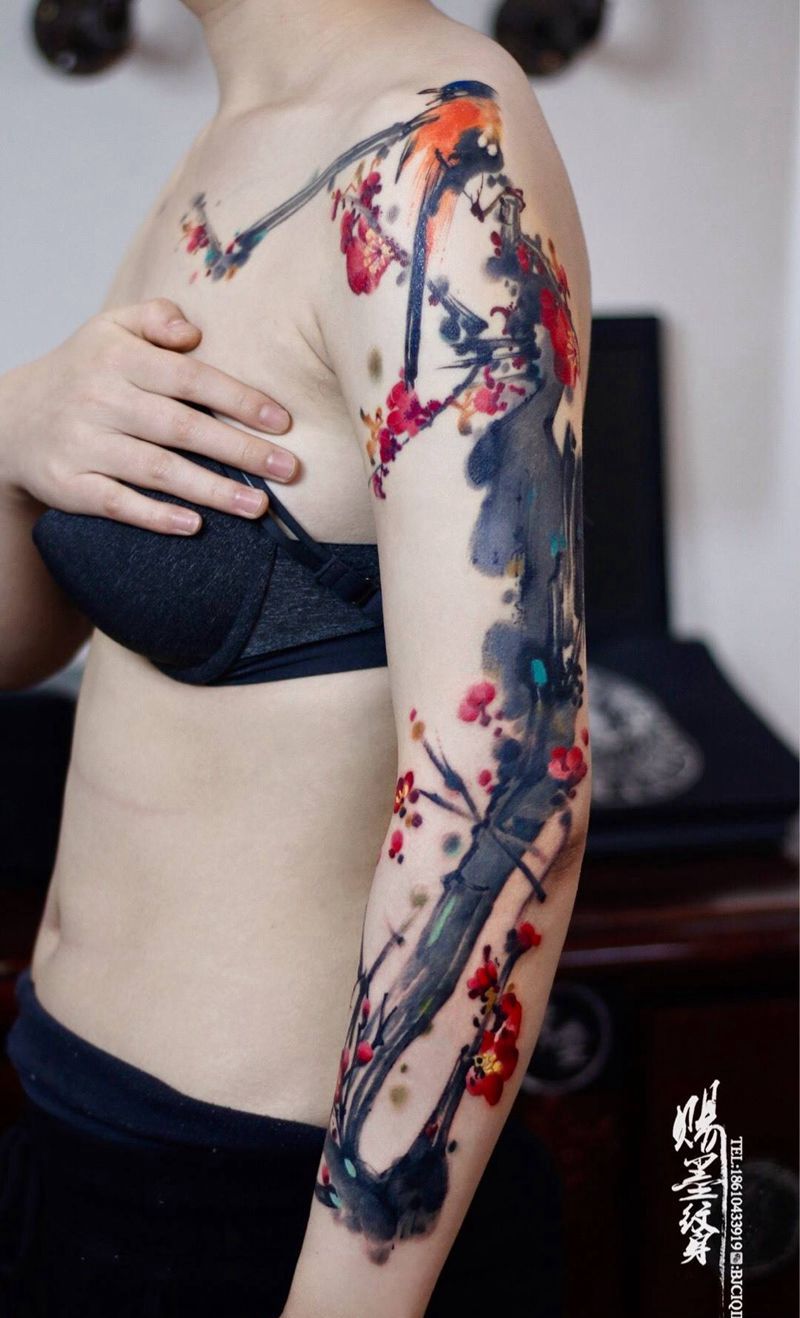 水彩纹身图片_水墨水彩纹身图案