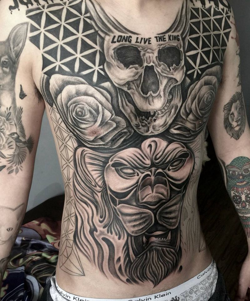 今日工作未完成纹身图片_欧美动物纹身图案