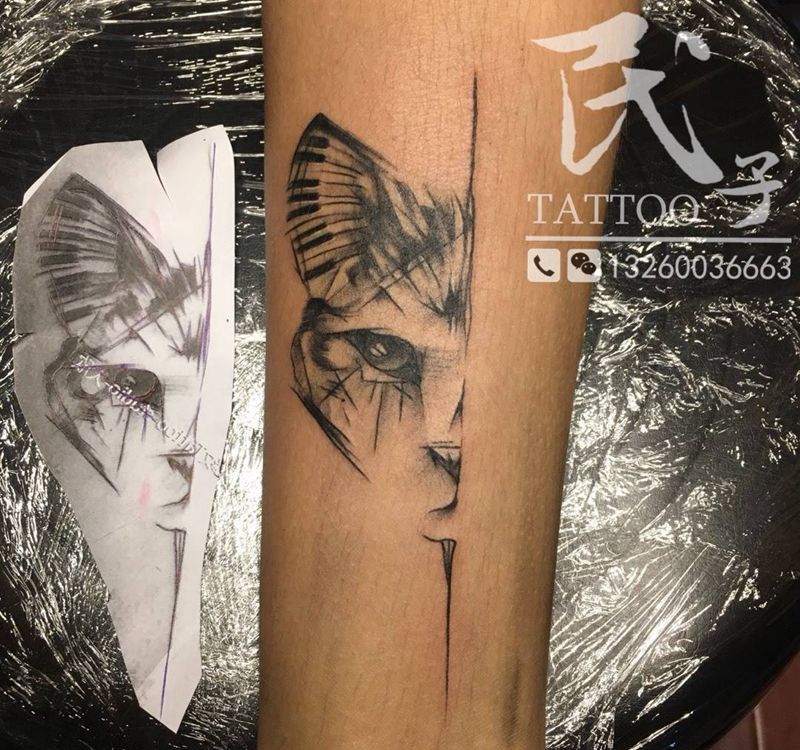 猫咪一枚纹身图片_