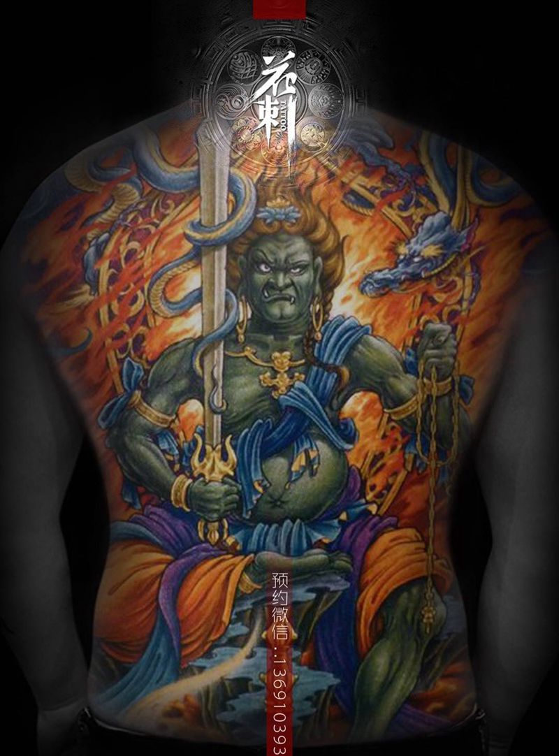 PS满背效果！纹身图片_手稿背部纹身图案