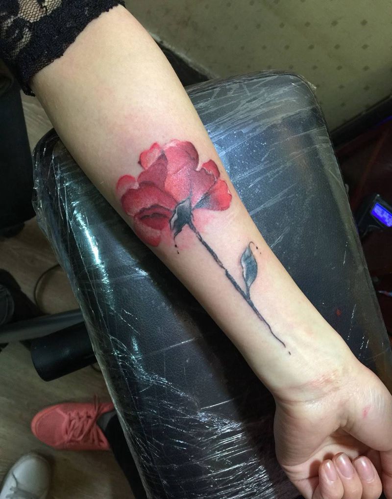 水墨花纹身图片_