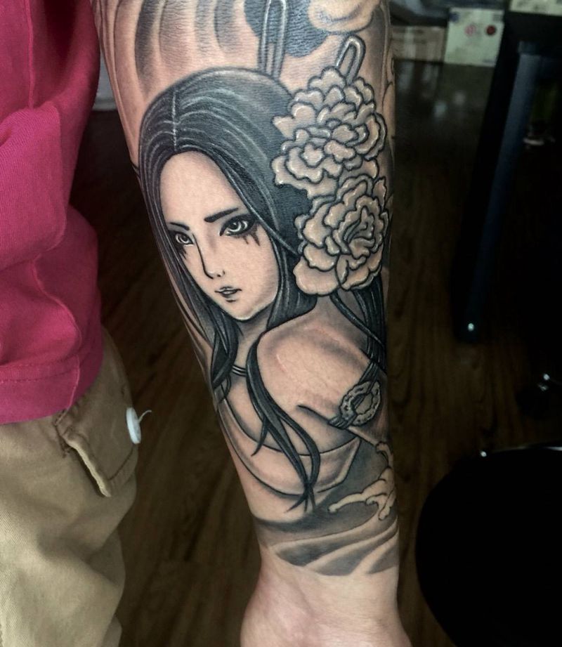 旧纹身修改！纹身图片_成品手臂传统人物纹身图案