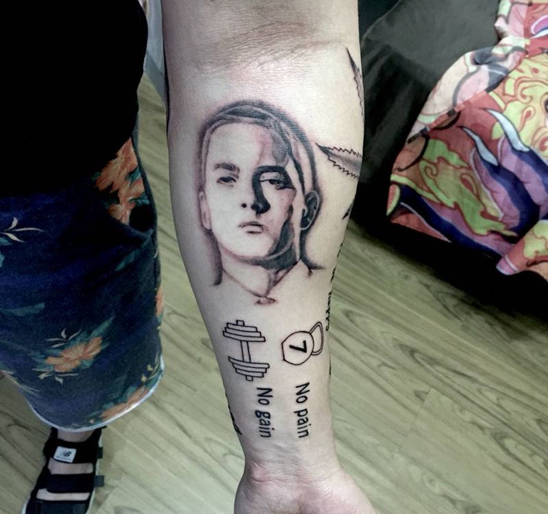 拼图小臂纹身图片_手臂欧美人物静物字符植物纹身图案